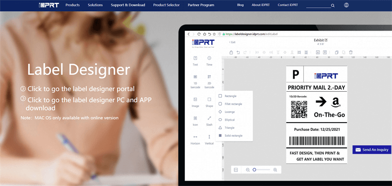 iDPRT Дизајнер етикета Software Interface